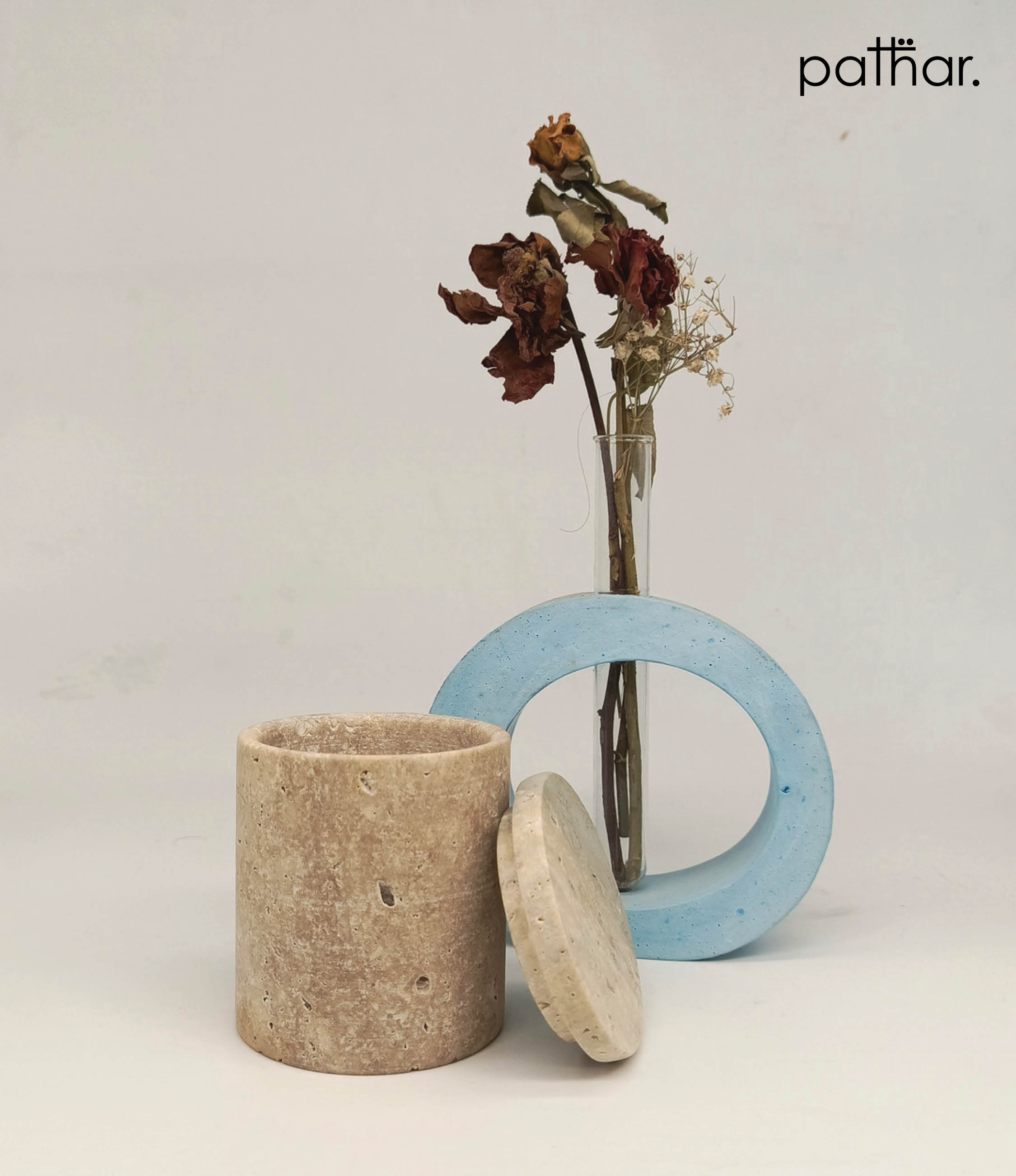 Candy Jar with Lid - Travertine